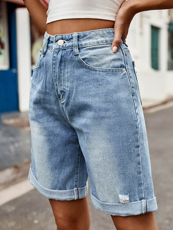 Chic High-Waisted Loose Jean Shorts with Buttoned Pockets GRAY / S GRAY / M GRAY / L GRAY / S-GRAY / M-GRAY / L-GRAY / XL-GRAY / 2XL-DEEP BLUE / S-DEEP BLUE / M-DEEP BLUE / L-DEEP BLUE / XL-DEEP BLUE / 2XL-LIGHT BLUE / S-LIGHT BLUE / M-LIGHT BLUE / L-LIGHT BLUE / XL-LIGHT BLUE / 2XL-