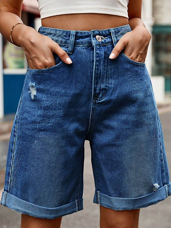 Chic High-Waisted Loose Jean Shorts with Buttoned Pockets GRAY / S GRAY / M GRAY / L GRAY / S-GRAY / M-GRAY / L-GRAY / XL-GRAY / 2XL-DEEP BLUE / S-DEEP BLUE / M-DEEP BLUE / L-DEEP BLUE / XL-DEEP BLUE / 2XL-LIGHT BLUE / S-LIGHT BLUE / M-LIGHT BLUE / L-LIGHT BLUE / XL-LIGHT BLUE / 2XL-