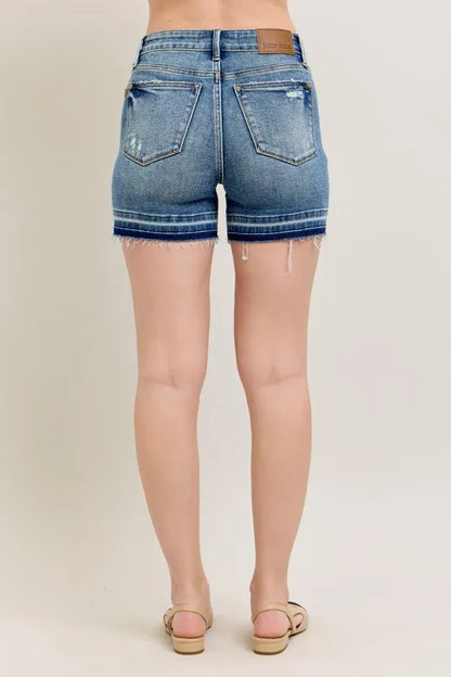 Judy Blue Mr Tummy Control Vintage Wash Release Hem Shorts MD / S MD / M MD / L MD / S-MD / M-MD / L-MD / 2XL-MD / XL-MD / 3XL-MD / 1XL-
