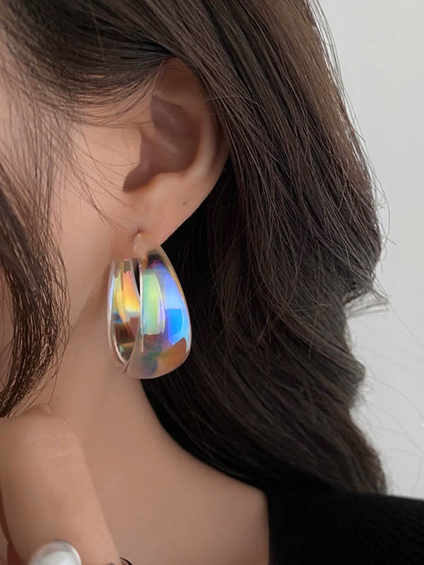 Normcore Geometric Drop Earrings - Bold Contrast Color Design TRANSPARENT / One_size TRANSPARENT / One_size-