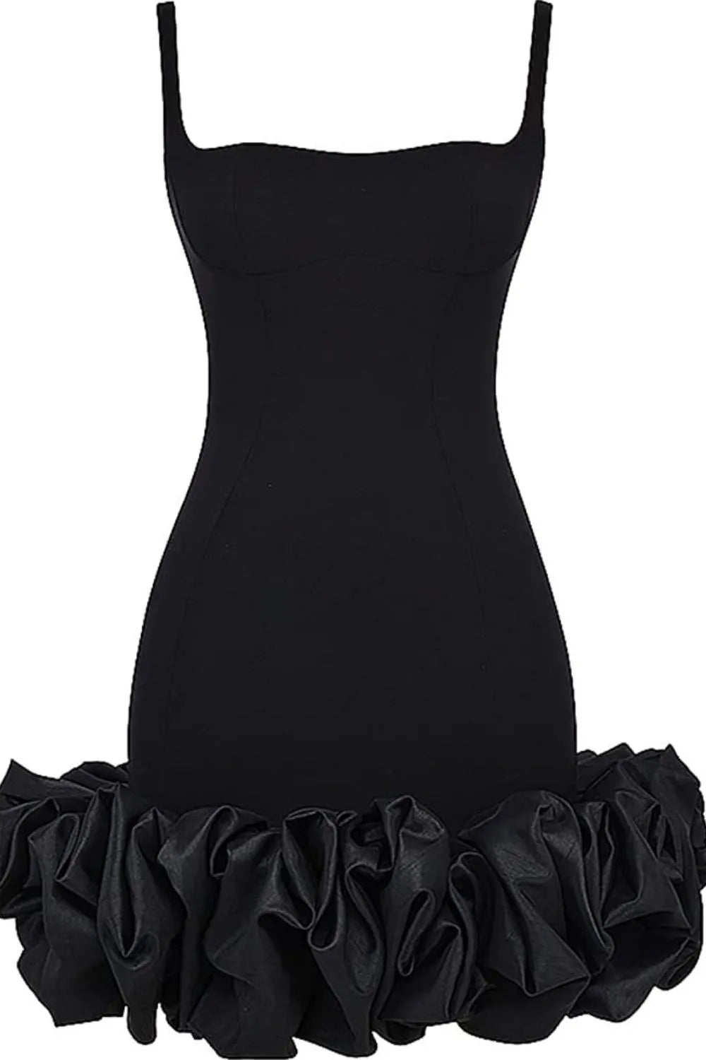 Ruched Square Neck Sleeve Mini Dress