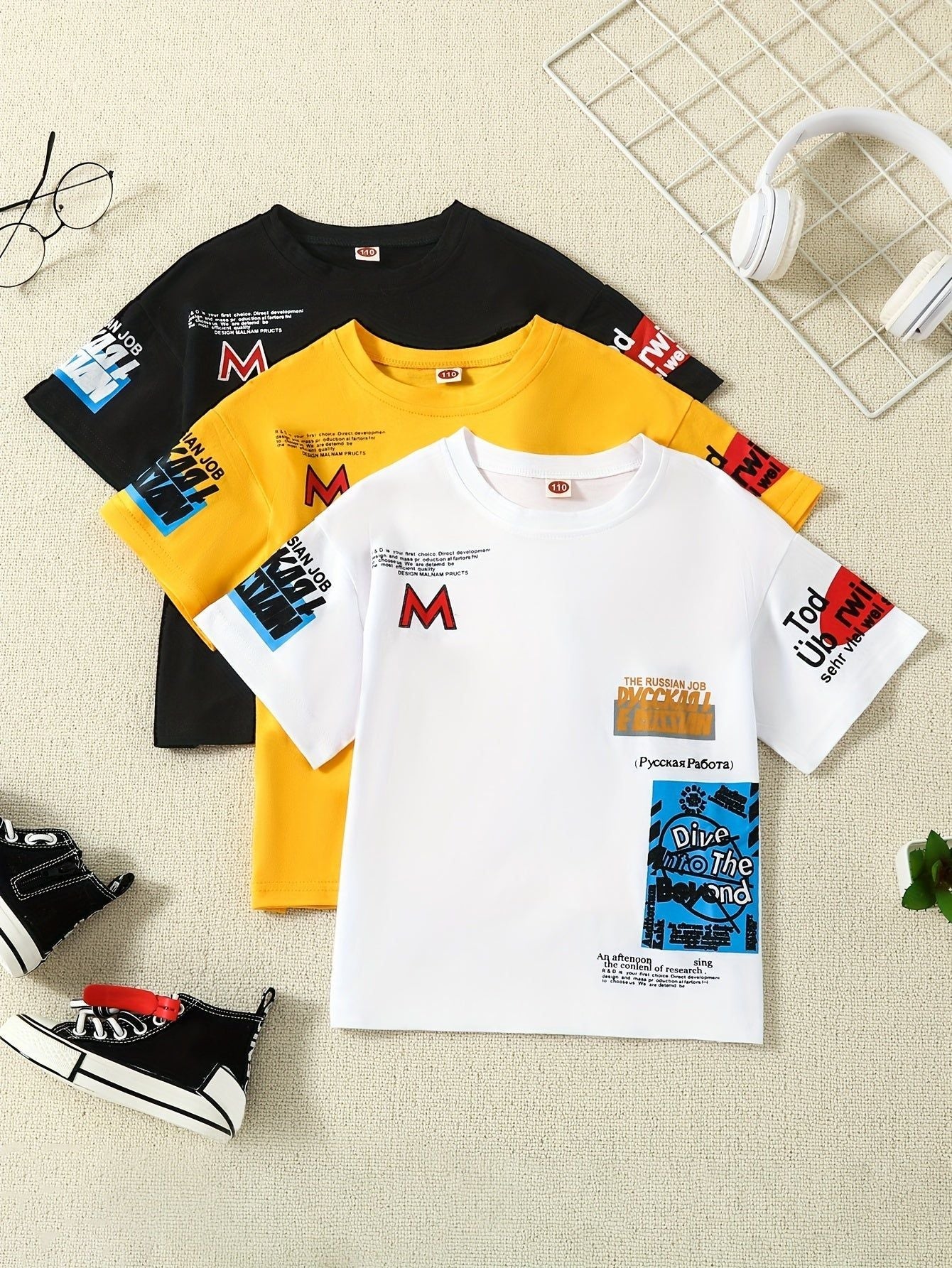 3pcs Boys summer cotton short sleeved kids summer casual T-shirt top - Fashionqueene.com-3pcs shirts