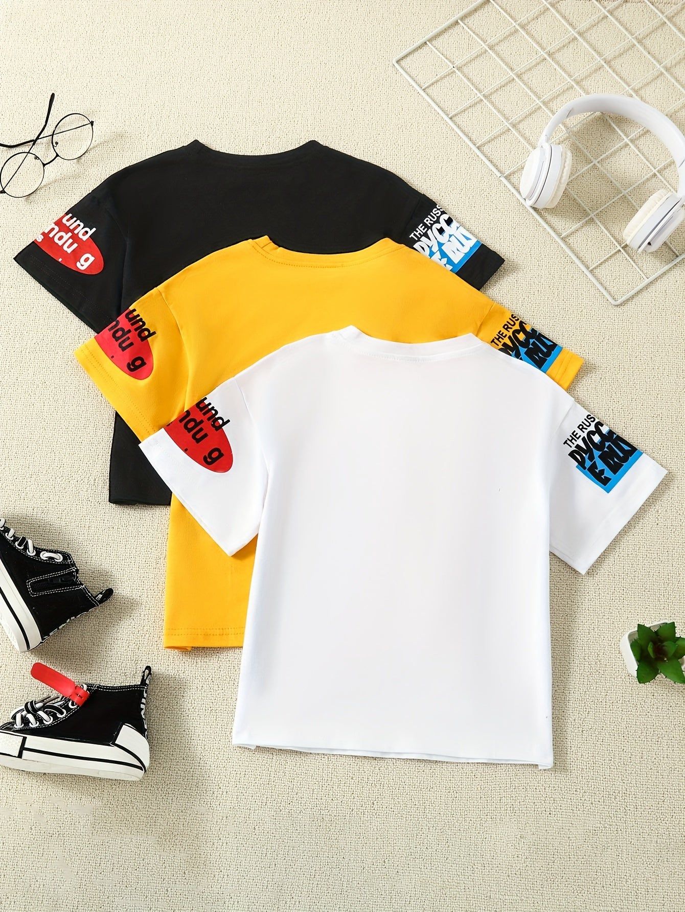 3pcs Boys summer cotton short sleeved kids summer casual T-shirt top - Fashionqueene.com-3pcs shirts