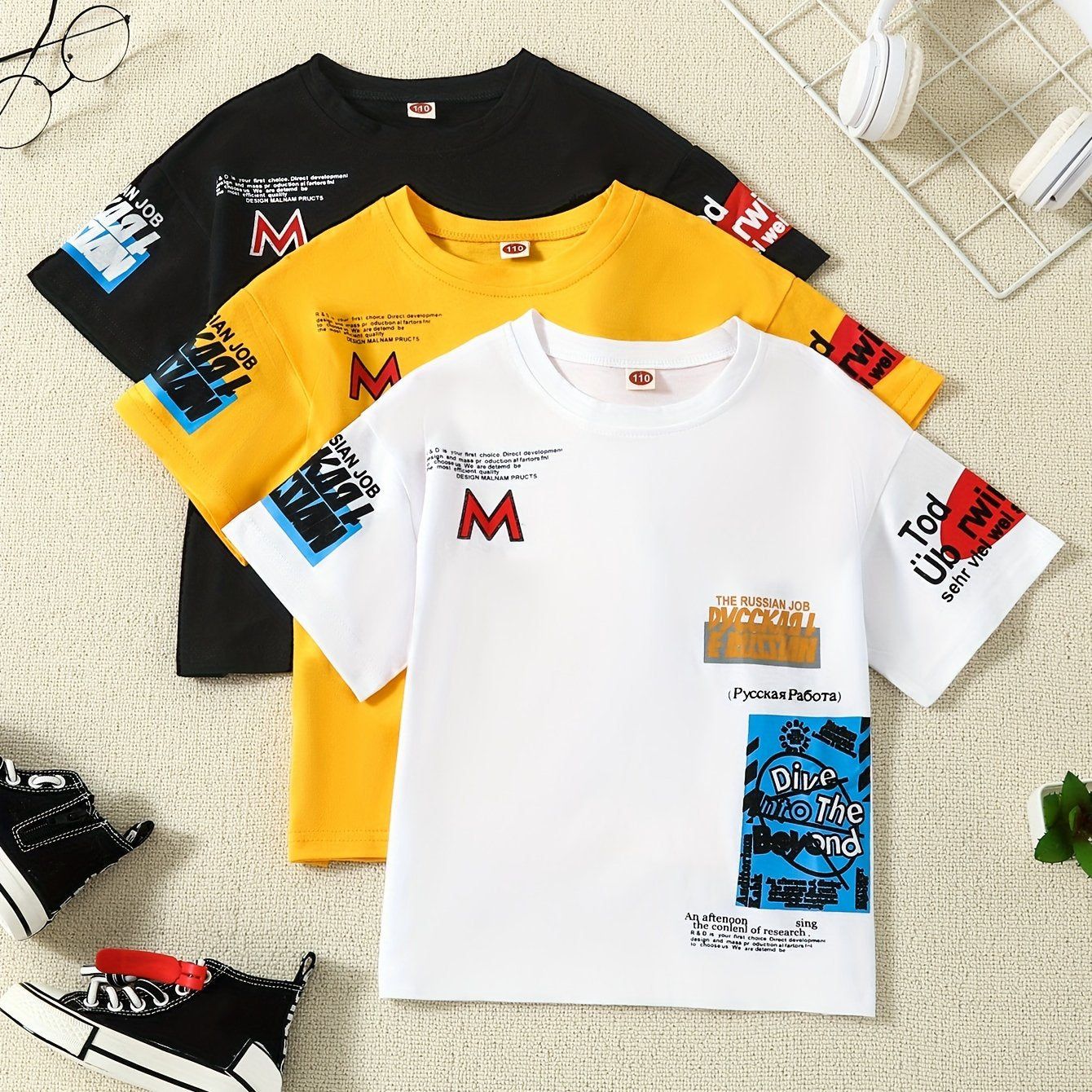 3pcs Boys summer cotton short sleeved kids summer casual T-shirt top - Fashionqueene.com-3pcs shirts