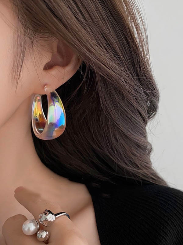 Normcore Geometric Drop Earrings - Bold Contrast Color Design TRANSPARENT / One_size TRANSPARENT / One_size-