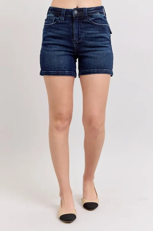 Judy Blue High Waist Back Flap Pocket Denim Shorts MD / S MD / M MD / L MD / S-MD / M-MD / L-MD / 3XL-MD / 1XL-MD / 2XL-