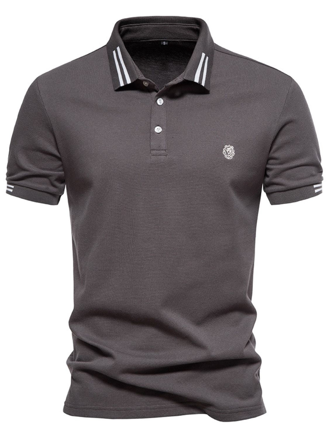 Men's Embroidered Striped Short Sleeve Polo Light Blue / 2XL Navy / S White / L Light Blue / 2XL-Navy / S-White / L-White / XL-White / 2XL-Dark Gray / M-Navy / L-White / S-Olive Brown / M-Olive Brown / 2XL-White / M-Dark Gray / S-Navy / XL-Olive Brown / XL-Olive Brown / S-Light Blue / XL-Navy / 2XL-Dark Gray / 2XL-Olive Brown / L-Dark Gray / XL-Light Blue / M-Light Blue / S-Navy / M-Dark Gray / L-Light Blue / L-