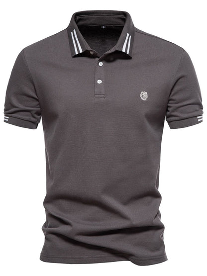 Men's Embroidered Striped Short Sleeve Polo Light Blue / 2XL Navy / S White / L Light Blue / 2XL-Navy / S-White / L-White / XL-White / 2XL-Dark Gray / M-Navy / L-White / S-Olive Brown / M-Olive Brown / 2XL-White / M-Dark Gray / S-Navy / XL-Olive Brown / XL-Olive Brown / S-Light Blue / XL-Navy / 2XL-Dark Gray / 2XL-Olive Brown / L-Dark Gray / XL-Light Blue / M-Light Blue / S-Navy / M-Dark Gray / L-Light Blue / L-