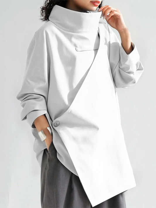 Chic & Comfy: Solid Color High Neck Long Sleeve T-Shirt - Perfect for Every Occasion! BLACK / S BLACK / M BLACK / L BLACK / S-BLACK / M-BLACK / L-BLACK / XL-BLACK / 2XL-WHITE / S-WHITE / M-WHITE / L-WHITE / XL-WHITE / 2XL-GRAY / S-GRAY / M-GRAY / L-GRAY / XL-GRAY / 2XL-DARK GRAY / S-DARK GRAY / M-DARK GRAY / L-DARK GRAY / XL-DARK GRAY / 2XL-