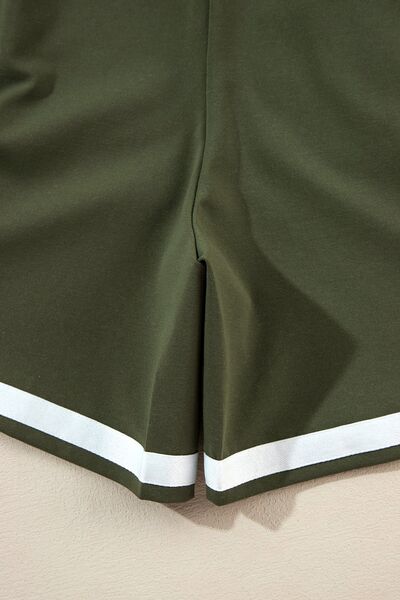 Contrast Trim Tee and Shorts Set Army Green / S Army Green / M Army Green / L Army Green / S-Army Green / M-Army Green / L-Black / XL-Black / M-Army Green / XL-Black / L-Black / S-