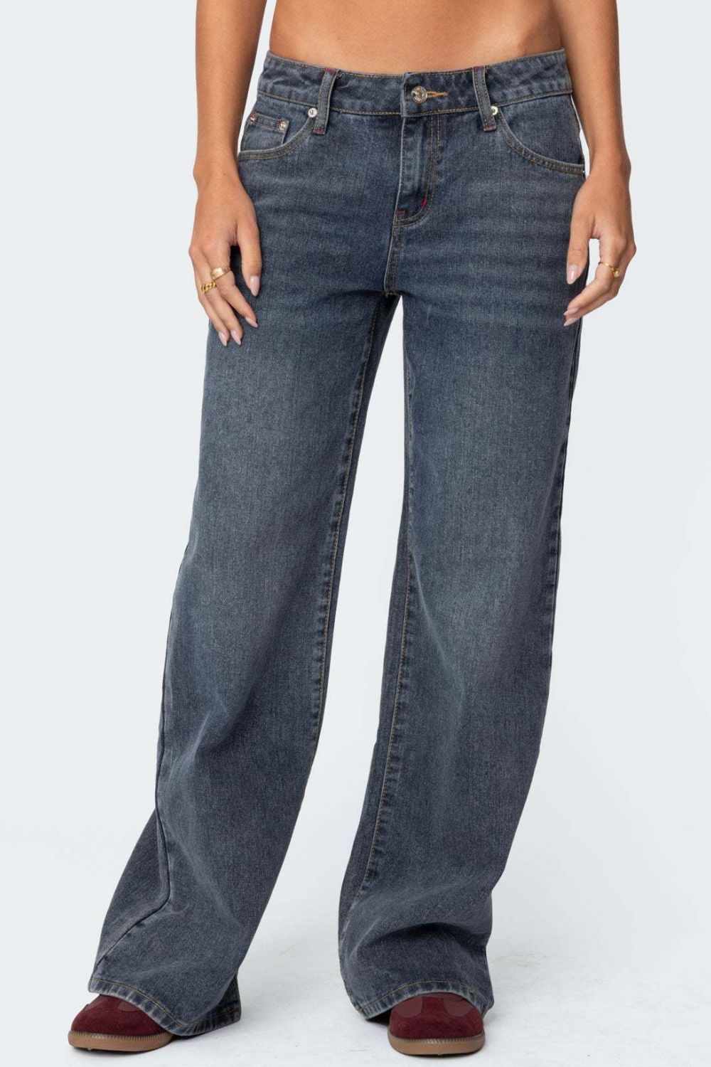 Wide Leg Jeans with Pockets Dusty Blue / L Dusty Blue / XL Dusty Blue / M Dusty Blue / L-Dusty Blue / XL-Dusty Blue / M-Dusty Blue / S-