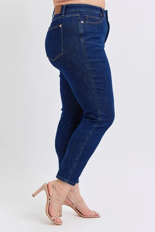 Judy Blue Full Size Midi Rise Tummy Control Classic Skinny Jeans Plus Size DK / 1(25) DK / 24W DK / 3(26) DK / 1(25)-DK / 24W-DK / 3(26)-DK / 5(27)-DK / 7(28)-DK / 9(29)-DK / 11(30)-DK / 13(31)-DK / 15(32)-DK / 14W-DK / 16W-DK / 18W-DK / 20W-DK / 22W-DK / 0(24)-