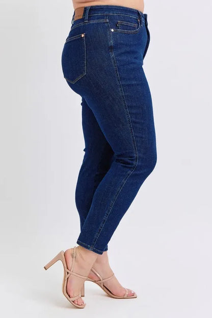 Judy Blue Full Size Midi Rise Tummy Control Classic Skinny Jeans Plus Size DK / 1(25) DK / 24W DK / 3(26) DK / 1(25)-DK / 24W-DK / 3(26)-DK / 5(27)-DK / 7(28)-DK / 9(29)-DK / 11(30)-DK / 13(31)-DK / 15(32)-DK / 14W-DK / 16W-DK / 18W-DK / 20W-DK / 22W-DK / 0(24)-