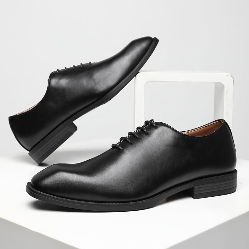 Ahico Men's Lace-Up Leather Shoes Classic Dress Shoes Oxford Shoes Formal Business Breathable and Comfortable, Casual and Work
