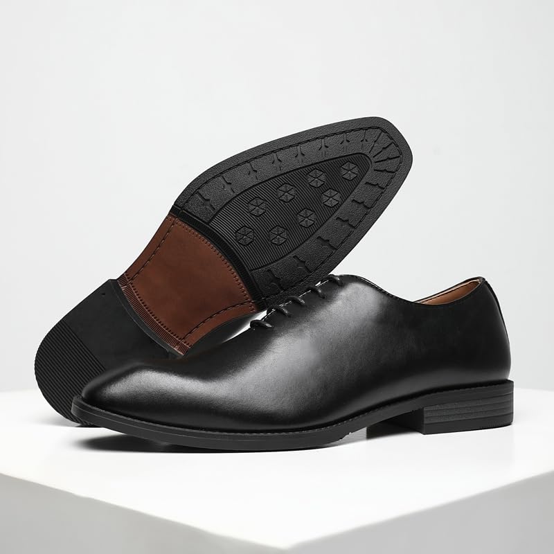 Ahico Men's Lace-Up Leather Shoes Classic Dress Shoes Oxford Shoes Formal Business Breathable and Comfortable, Casual and Work