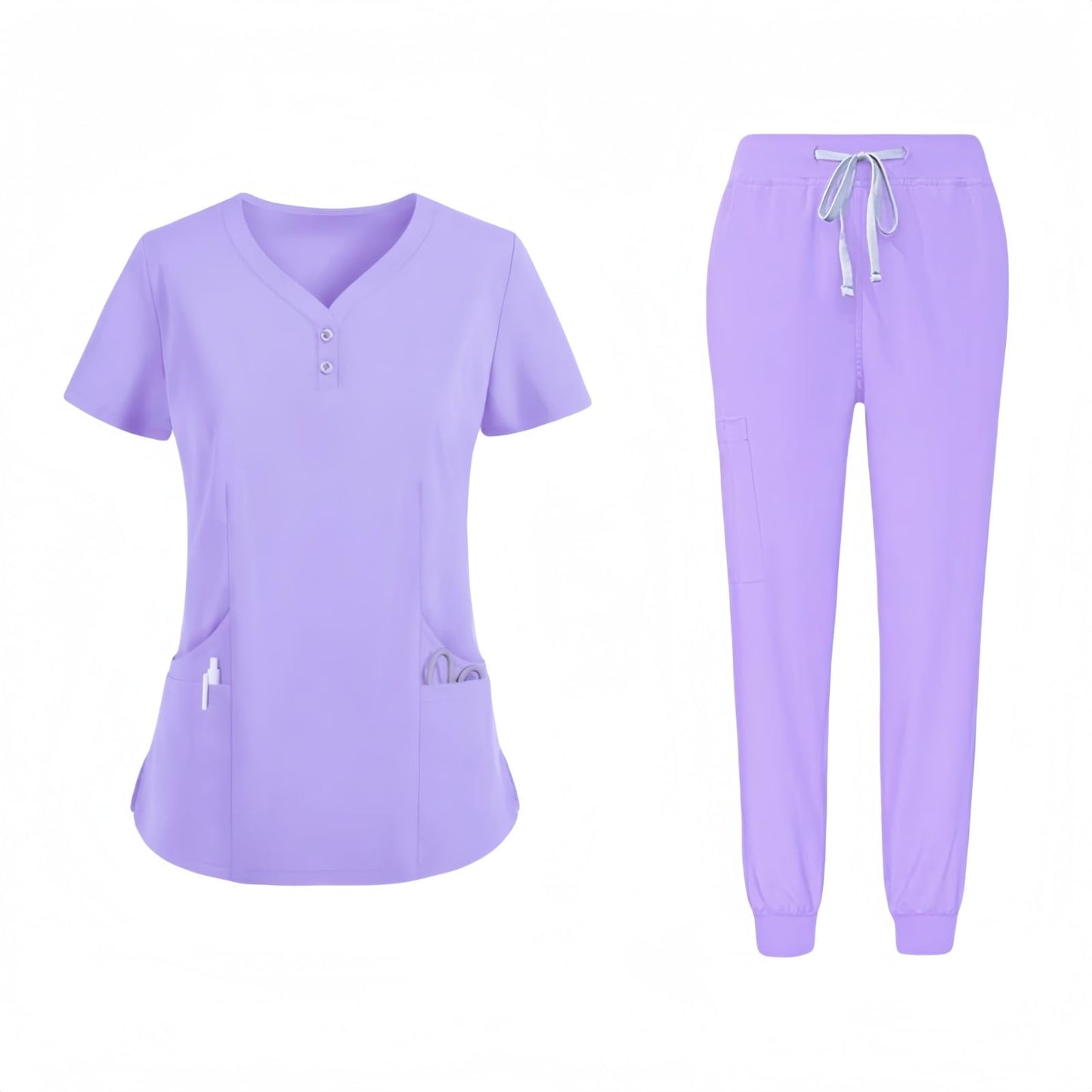 V-neck medical nurse uniform set, hospital work clothes, suitable for nurses, dentists, veterinarians，beautician
