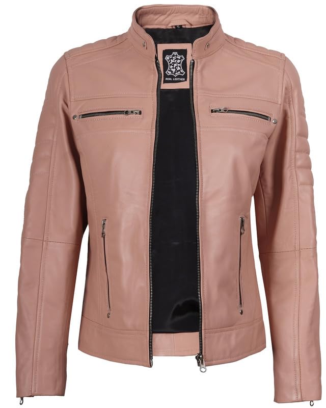 Decrum Leather Jacket Women - Stylish Casual Real Lambskin Leather Jackets for Women