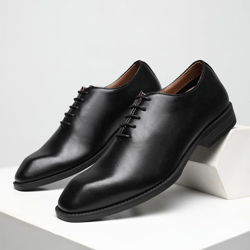Ahico Men's Lace-Up Leather Shoes Classic Dress Shoes Oxford Shoes Formal Business Breathable and Comfortable, Casual and Work