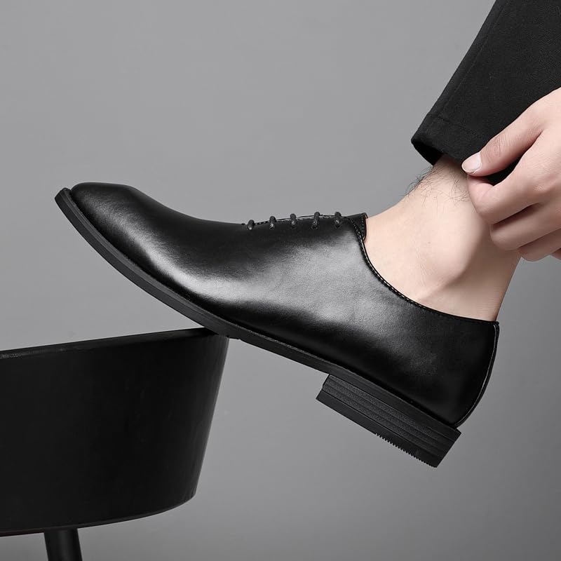 Ahico Men's Lace-Up Leather Shoes Classic Dress Shoes Oxford Shoes Formal Business Breathable and Comfortable, Casual and Work