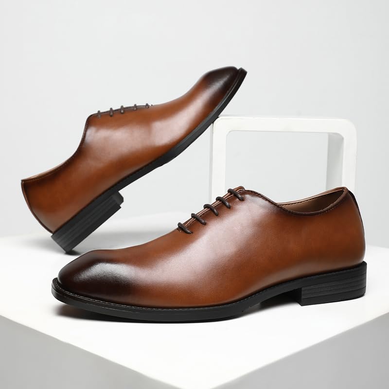 Ahico Men's Lace-Up Leather Shoes Classic Dress Shoes Oxford Shoes Formal Business Breathable and Comfortable, Casual and Work