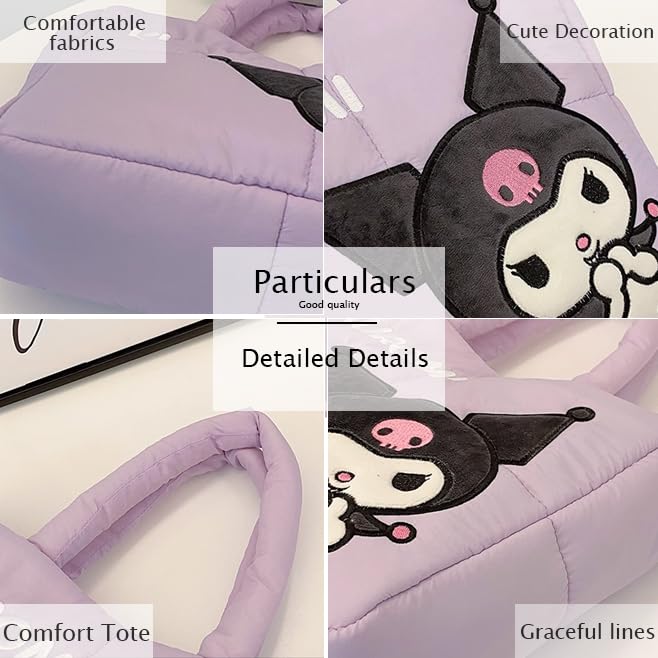 Puffer Tote Bag for Women, Cartoon Quilted Handbag, Lightweight puffy Shoulder Bags Purse, for Work Travel Gym Shop