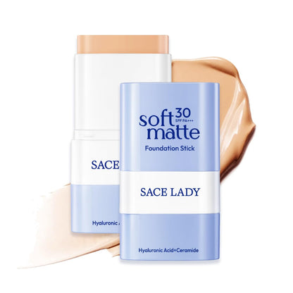 SACE LADY Foundation Stick, Medium to Full Coverage Foundation Makeup with Built-in Brush, Soft Matte Face Make Up Base with SPF 30 for Women, 0.4Oz (03#)