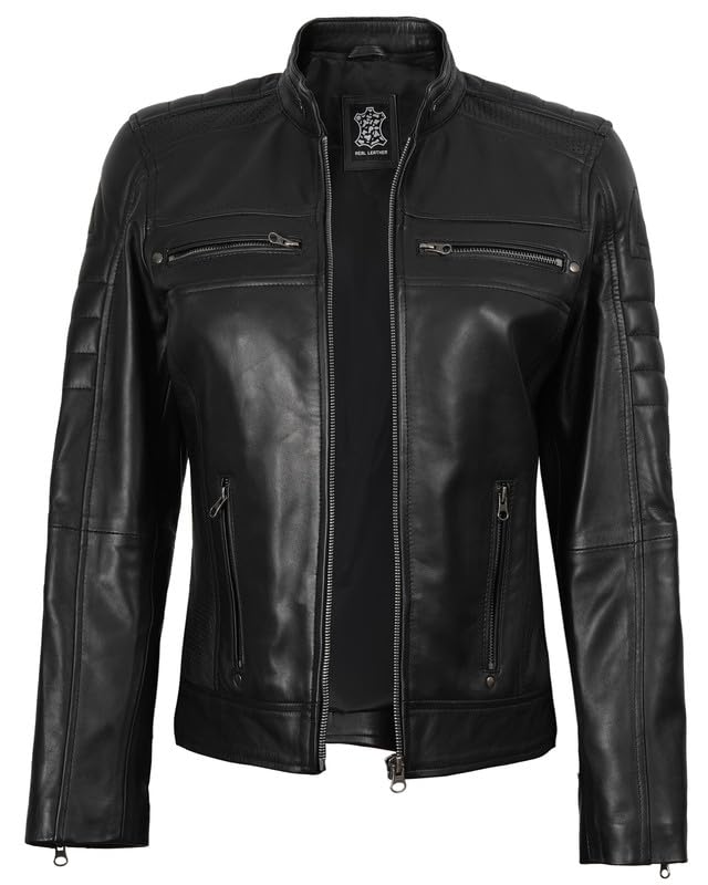 Decrum Leather Jacket Women - Stylish Casual Real Lambskin Leather Jackets for Women