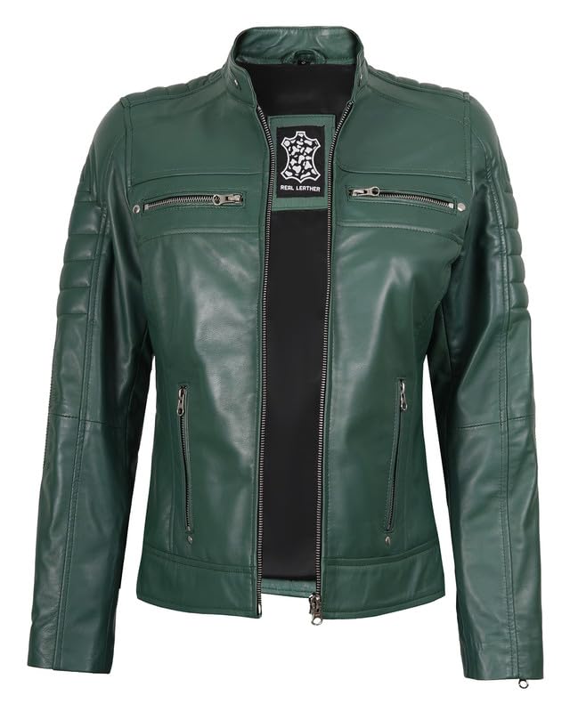 Decrum Leather Jacket Women - Stylish Casual Real Lambskin Leather Jackets for Women