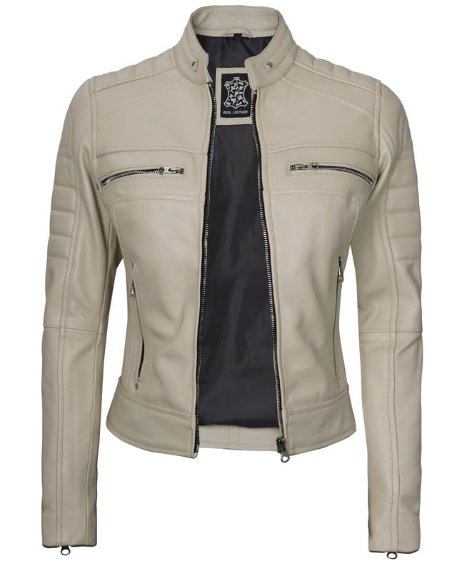 Decrum Leather Jacket Women - Stylish Casual Real Lambskin Leather Jackets for Women