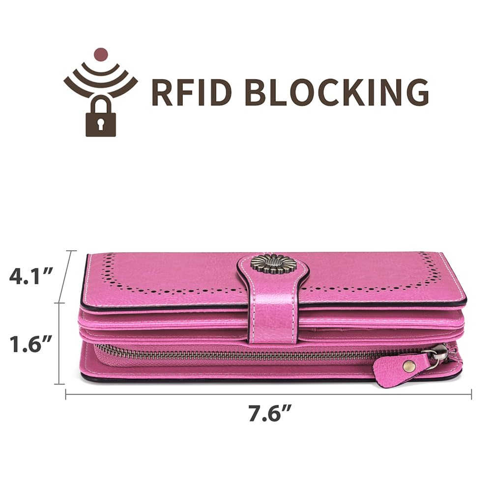 SENDEFN Wallets for Women Leather Credit Card Holder with RFID Blocking Large Capacity Wristlet