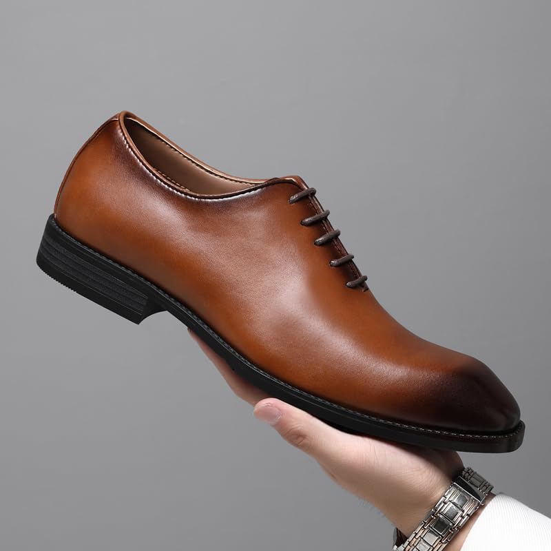 Ahico Men's Lace-Up Leather Shoes Classic Dress Shoes Oxford Shoes Formal Business Breathable and Comfortable, Casual and Work
