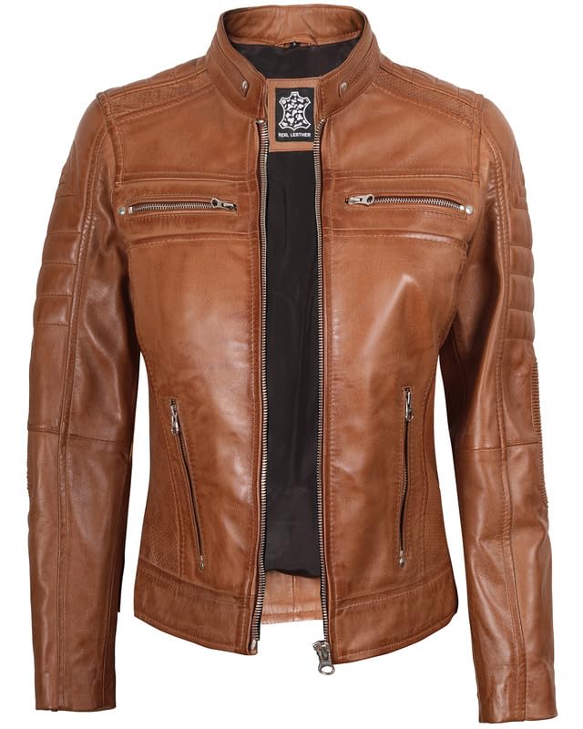 Decrum Leather Jacket Women - Stylish Casual Real Lambskin Leather Jackets for Women