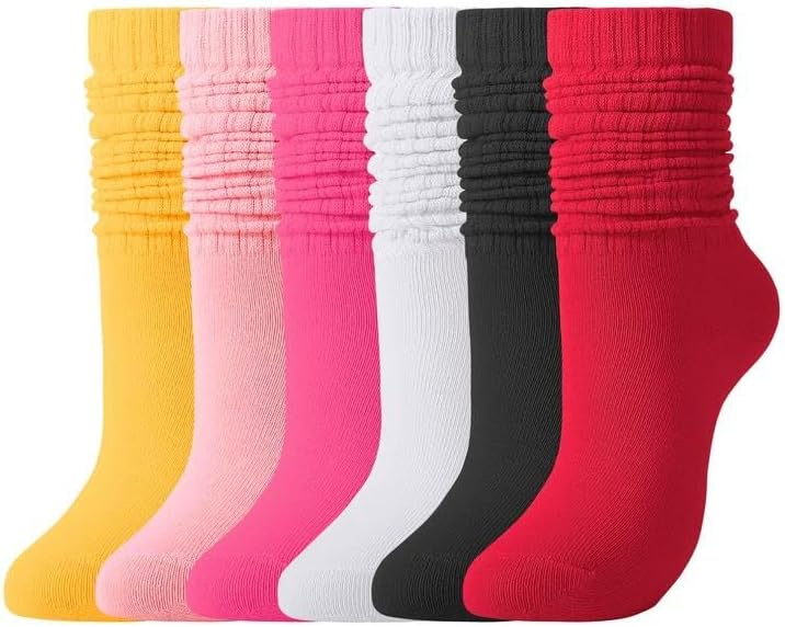 Jspupifip Slouch Socks for Women, Neon Sock 80s Breathable Stacked Scrunchy Socks Extra Long Knit Knee High Scrunch Sock