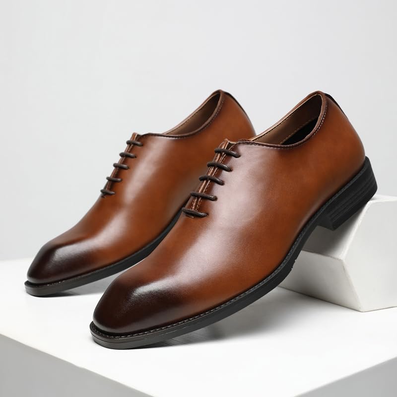 Ahico Men's Lace-Up Leather Shoes Classic Dress Shoes Oxford Shoes Formal Business Breathable and Comfortable, Casual and Work