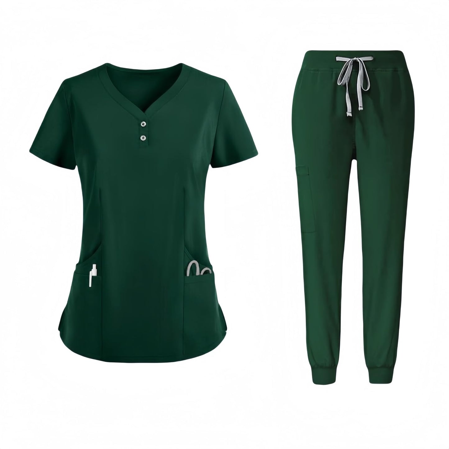 V-neck medical nurse uniform set, hospital work clothes, suitable for nurses, dentists, veterinarians，beautician