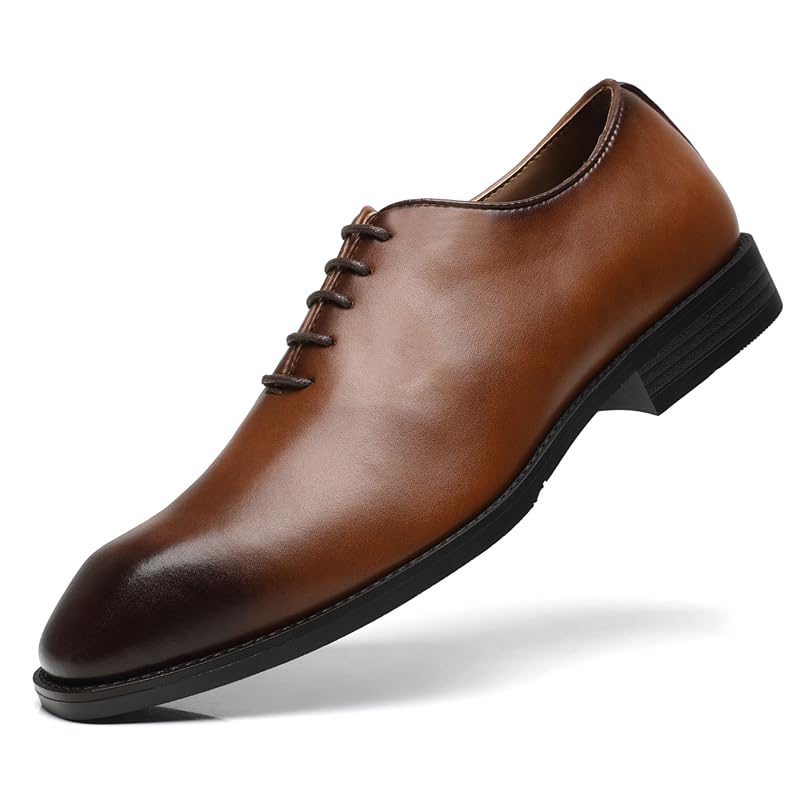 Ahico Men's Lace-Up Leather Shoes Classic Dress Shoes Oxford Shoes Formal Business Breathable and Comfortable, Casual and Work