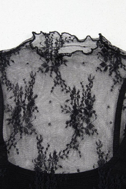 Floral Sheer Mesh Short Sleeve Top and Cami Set Black / S Black / M Black / XL Black / S-Black / M-Black / XL-Black / L-