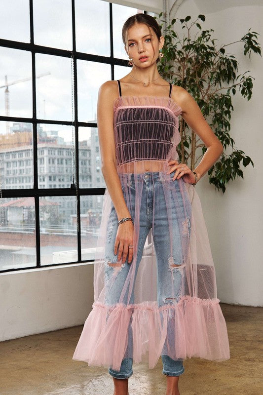 ADORA Ruffled Mesh Cover Up Dress Blush Pink / S Blush Pink / M Blush Pink / L Blush Pink / S-Blush Pink / M-Blush Pink / L-