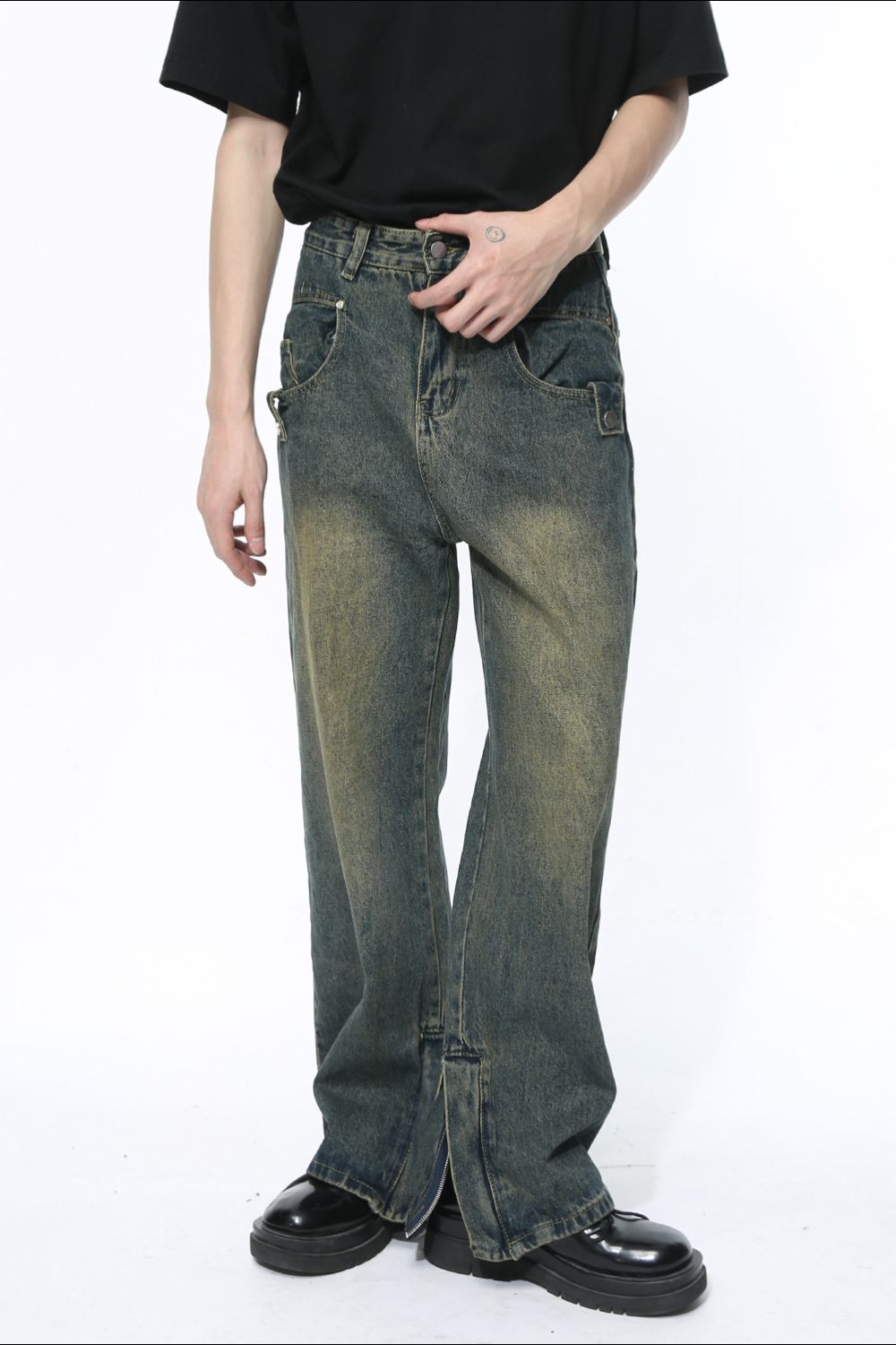 Side Slit Jeans with Pockets Dark / L Dark / S Dark / XXL Dark / L-Dark / S-Dark / XXL-Dark / XL-Dark / M-