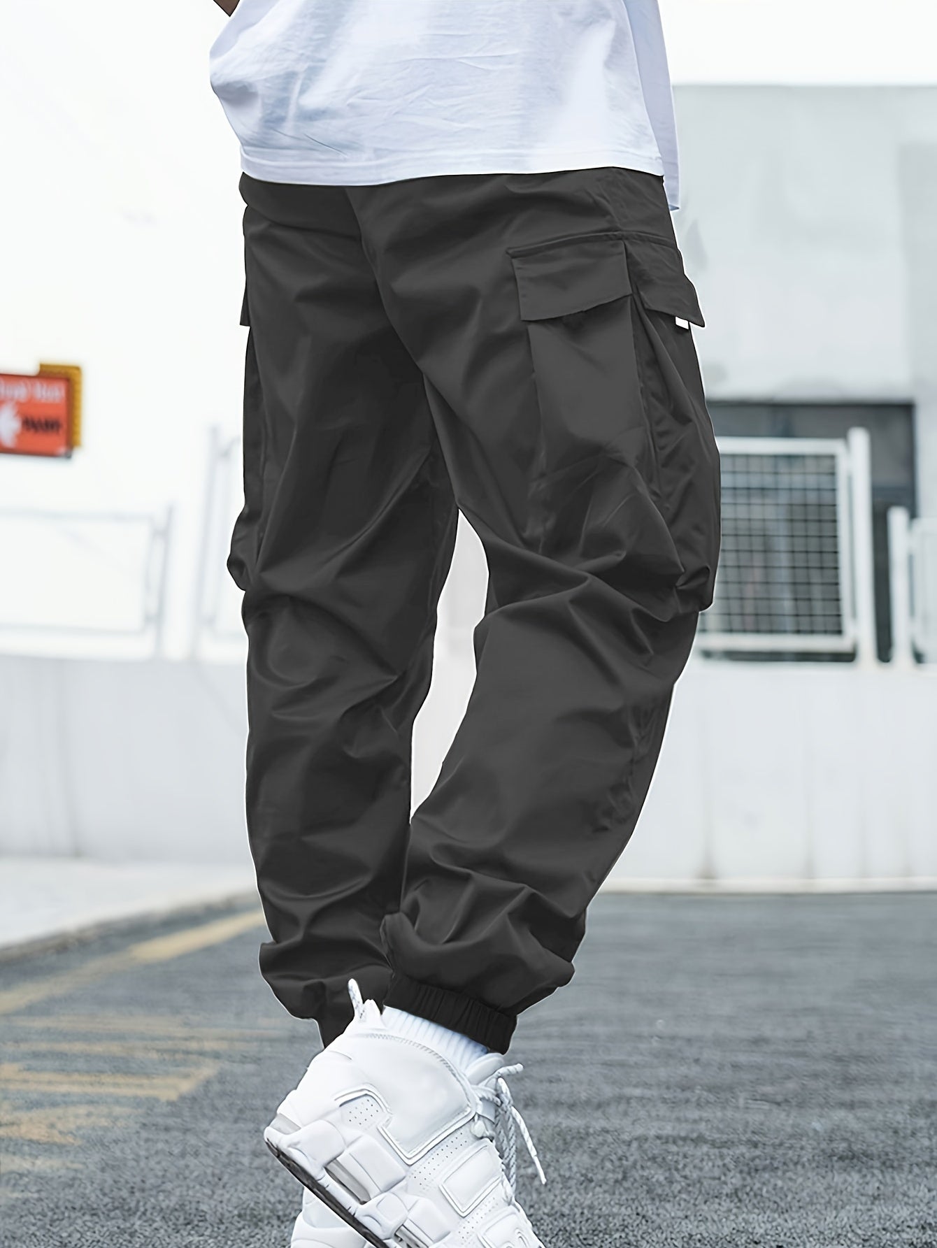 Boys Flap Pocket Cargo Pants Athletic Elastic Joggers Trousers Sweatpants