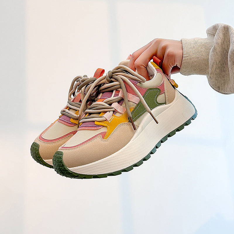 Lace Up Contrast Round Toe Platform Sneakers Green / 38(US7) Green / 39(US8) Green / 40(US9) Green / 38(US7)-Green / 39(US8)-Green / 40(US9)-Hot Pink / 35(US4)-Hot Pink / 36(US5)-Hot Pink / 37(US6)-Hot Pink / 38(US7)-Hot Pink / 39(US8)-Hot Pink / 40(US9)-Green / 35(US4)-Green / 36(US5)-Green / 37(US6)-