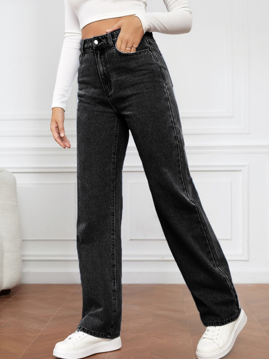 High Waist Straight Jeans Black / S Black / M Black / L Black / S-Black / M-Black / L-Black / XL-Dusty Blue / S-Dusty Blue / M-Dusty Blue / L-Dusty Blue / XL-Light Blue / S-Light Blue / M-Light Blue / L-Light Blue / XL-
