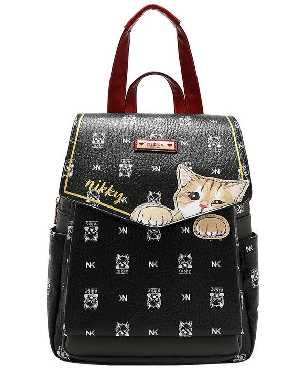 Nicole Lee USA Cat Eco-Leather Convertible Backpack Bag Black / One Size Caramel / One Size Floral / One Size Black / One Size-Caramel / One Size-Floral / One Size-