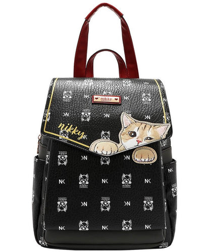 Nicole Lee USA Cat Eco-Leather Convertible Backpack Bag Black / One Size Caramel / One Size Floral / One Size Black / One Size-Caramel / One Size-Floral / One Size-