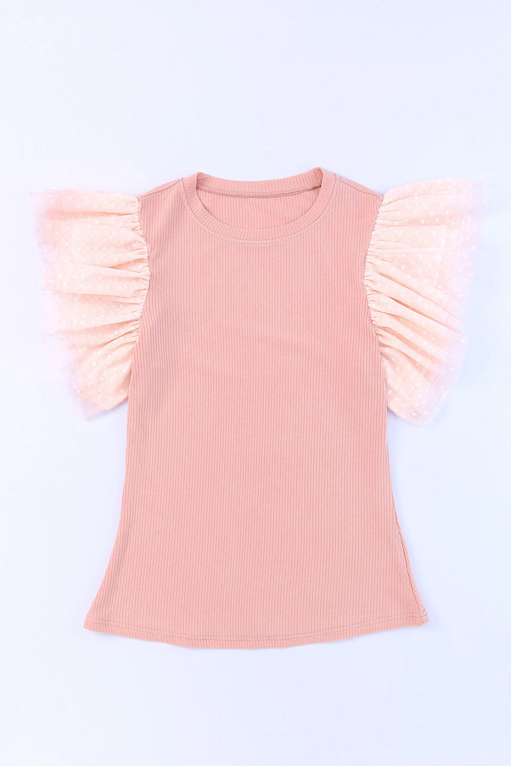 Ruffled Round Neck Cap Sleeve Blouse Blush Pink / M Blush Pink / L Blush Pink / XL Blush Pink / M-Blush Pink / L-Blush Pink / XL-Black / S-Black / M-Black / L-Black / XL-White / S-White / M-White / L-White / XL-Blush Pink / S-