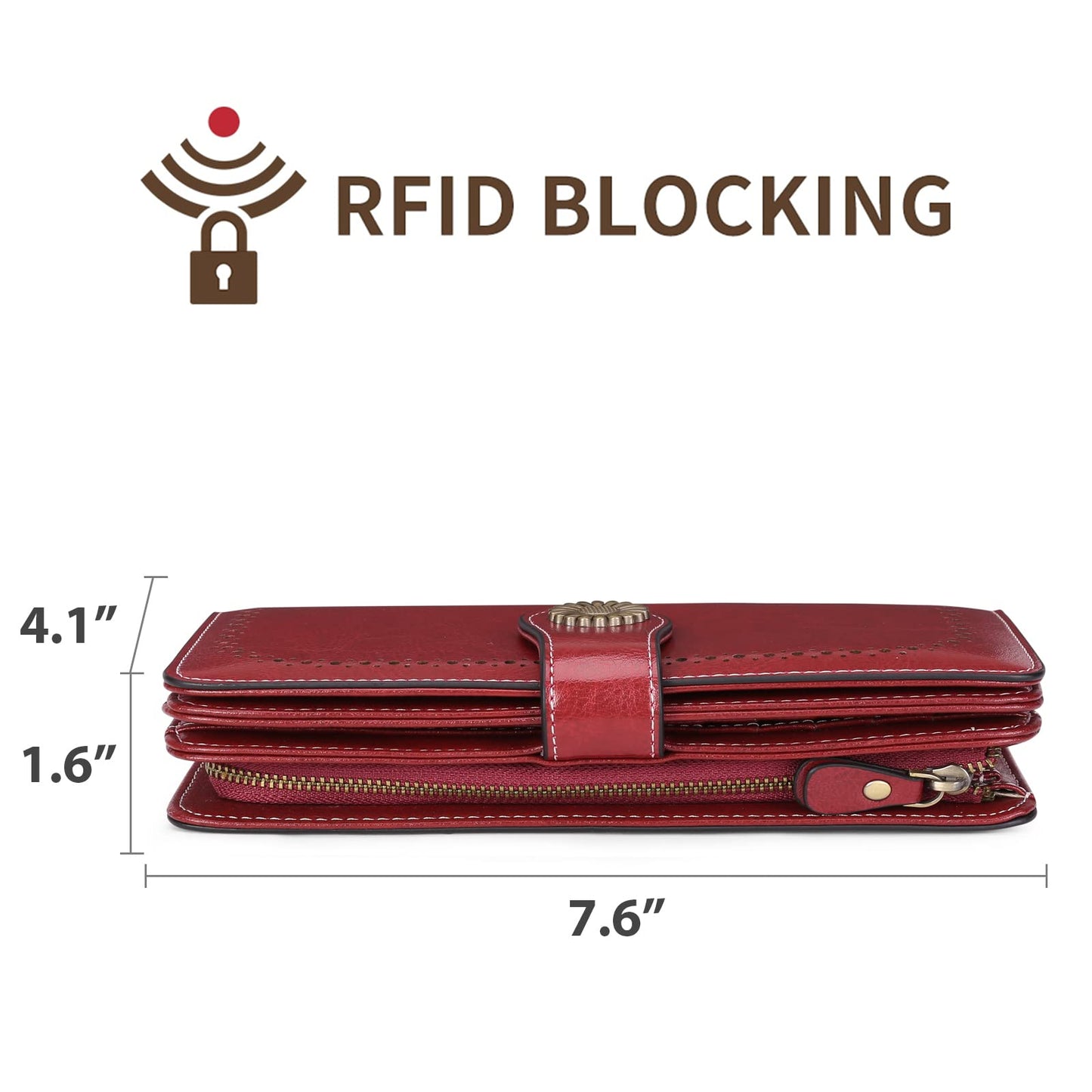 SENDEFN Wallets for Women Leather Credit Card Holder with RFID Blocking Large Capacity Wristlet