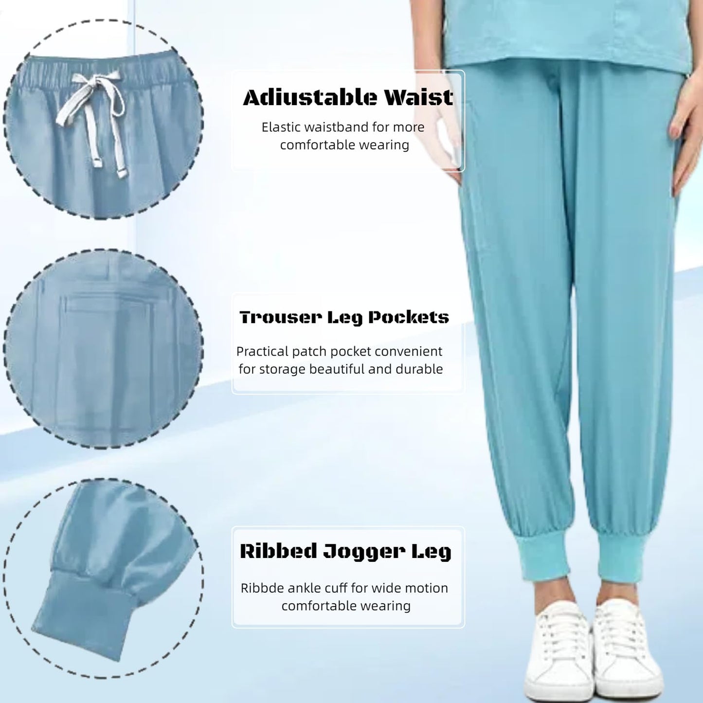 V-neck medical nurse uniform set, hospital work clothes, suitable for nurses, dentists, veterinarians，beautician