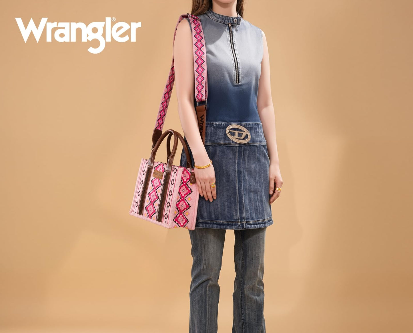 Wrangler Aztec Tote Bag for Women Boho Shoulder Purses and Handbags