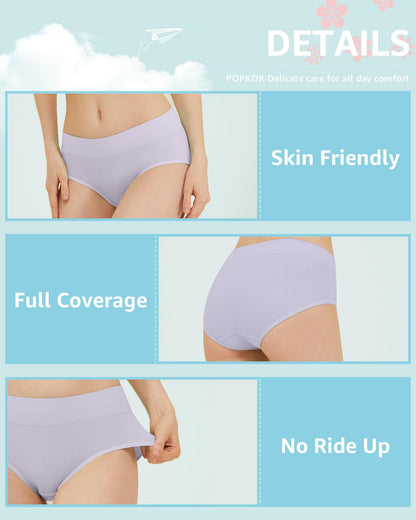 POPKOK Teen Girls Cotton Underwear Mid Waist Brief Panties 6 pack