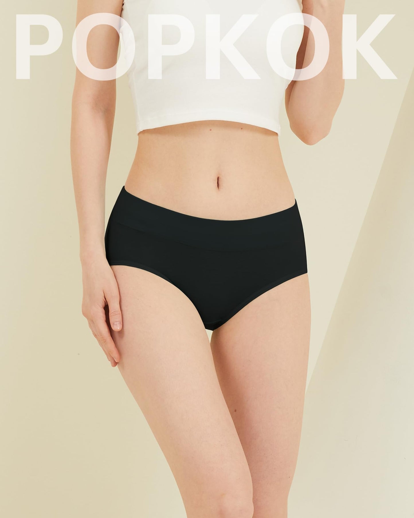 POPKOK Teen Girls Cotton Underwear Mid Waist Brief Panties 6 pack